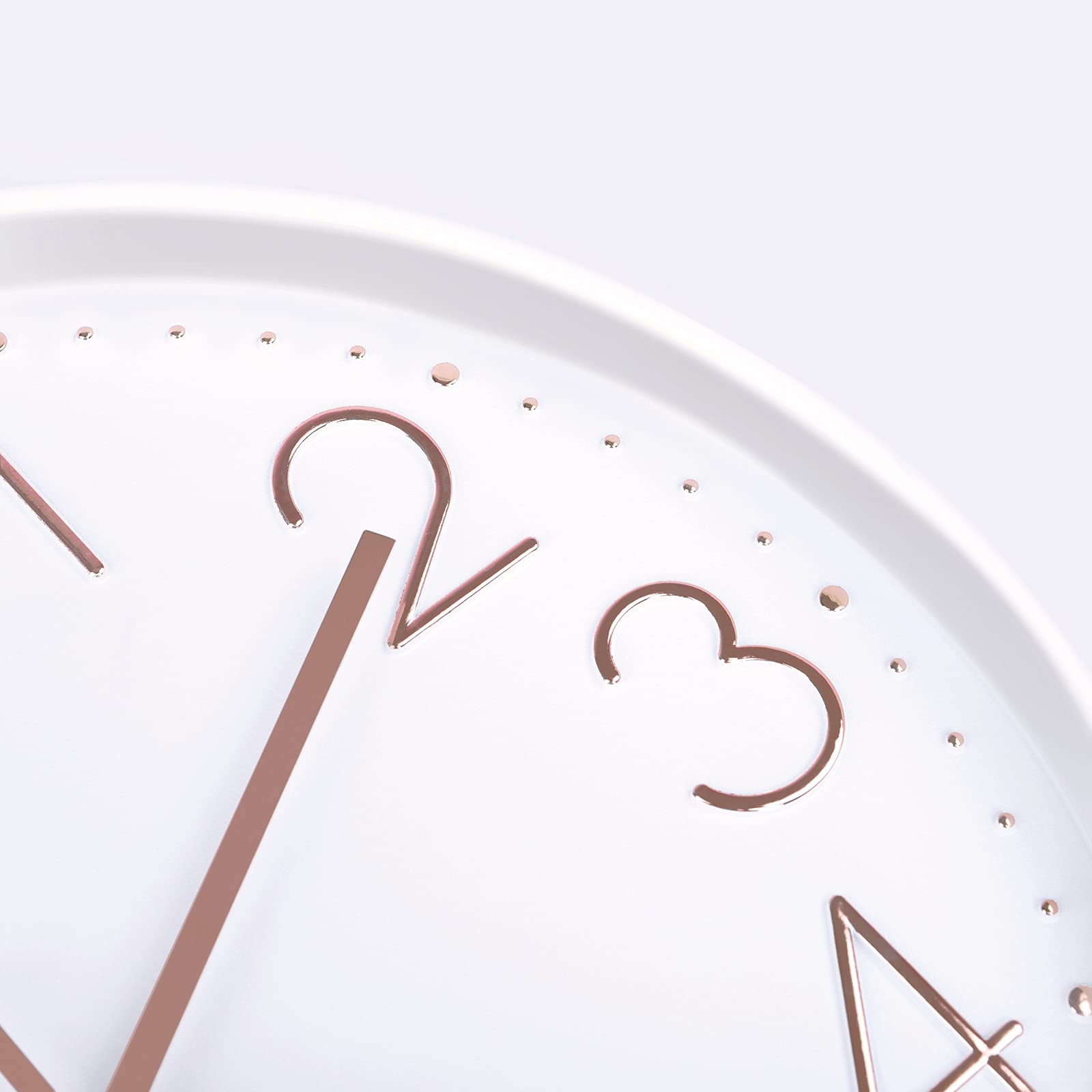 Lafocuse Horloge Murale 30cm Blanc Moderne Silencieuse Chiffres 3D Or Rose