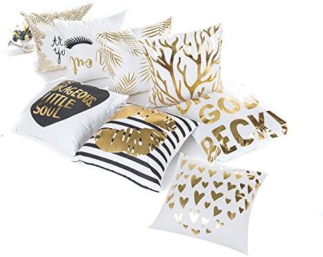 JOTOM Cushion Cover,Gold Foil Printing Waist Throw Pillow Case Sofa Cushion Cover Coffee Shop Car Home Outdoor Decor 45x45cm (Gold Leaf 2)