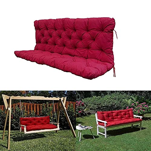 BWCKMTSC Cojín Impermeable para Banco de Columpio de jardín con Respaldo, 2 Asientos de 3 plazas y Funda de cojín Trasero para Hamaca o Paleta de Silla de Madera