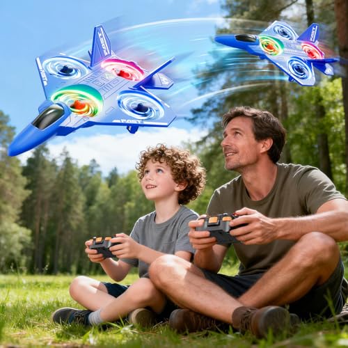 Image of Remote Control Airplane Drone for Kids Ages 4-6-8-10-12, RC Plane Jet Drone with One Key Take Off-Landing, Headless Mode, 360 Flip for Kids Boys Beginners, Outdoor Flying Toys Birthday Gifts for Boys