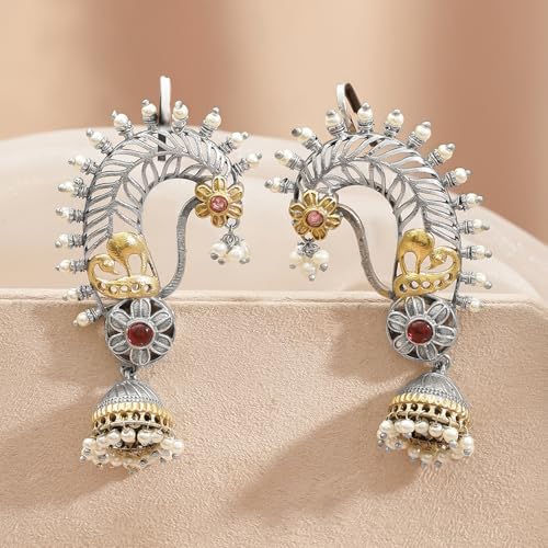 Image of Rubans Ear Cuff Jhumka Earrings Indian Ethnic Jewellery Gift for Women & Girls