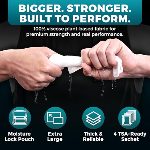 Image of Travel Body Wipes Individually Wrapped for Men - No Rinse Gym Wipes - 20 Ct