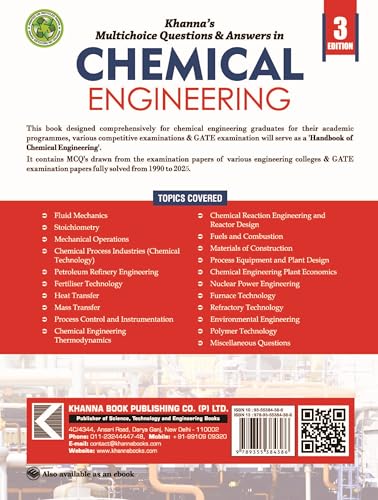 Image of Khanna's Multi-Choice Questions and Answers in Chemical Engineering