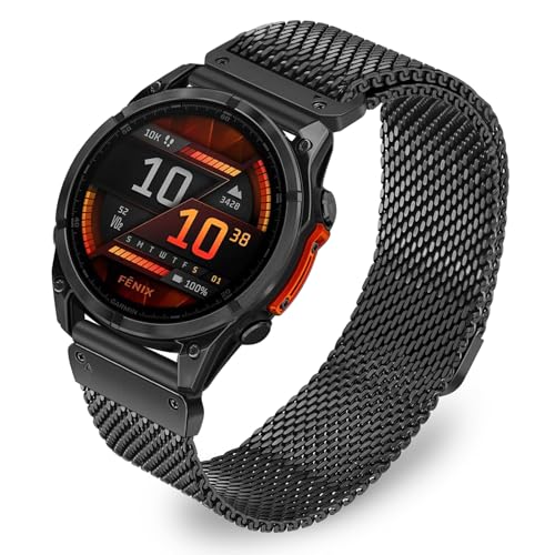 Dhwazz�o���h Fenix 8 47mm / E / 7/6 Pro / 5 Plus �����Y 22mm �N�C�b�N�t�B�b�g �X�e�����X�X�`�[���X�g���b�v ���ȃ~���l�[�[���C�o���h Garmin Instinct 3 45mm / Epix Pro (