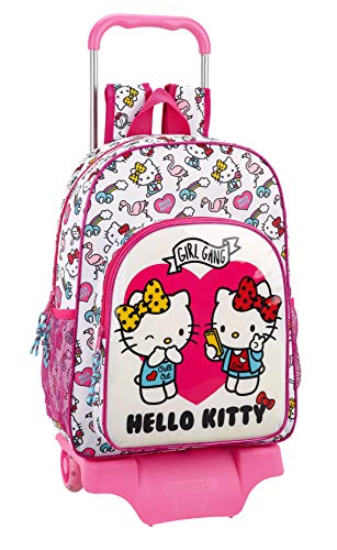 Hello Kitty Mochila Grande Ruedas  Carro  Trolley  42 cm  Rosa Blanco
