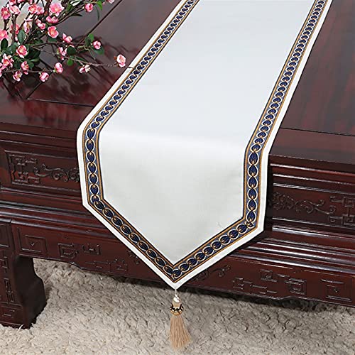 Chemin de table imprimé beige, drapeau de table à rayures et tapis de café de fête
