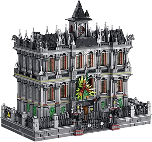 Arkham Asylum Modellbausatz, 4-stöckiges groß Modular Gebäude mit LED Beleuchtungsset, 7500 Teile Klemmbausteine Set…