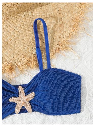 Image of RoseSeek Girl's 2 Piece Padded Bathing Suit Wireless Starfish Swimsuit Spaghetti Strap Vacation Beachwear Set