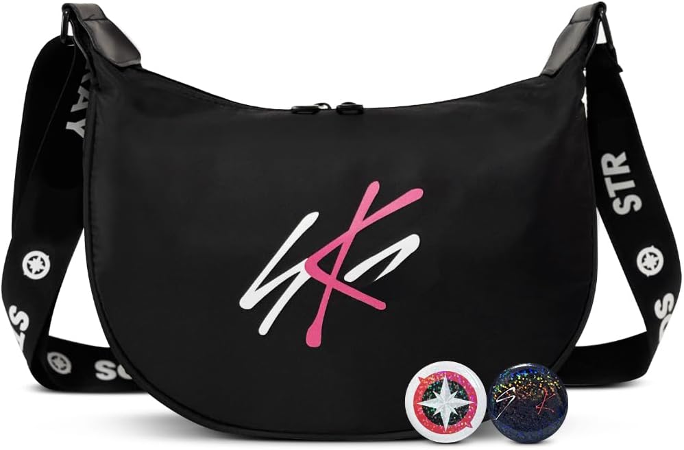 Crescent Crossbody Bag for Women Stylish Concert Bag with 2 Decorative Button Pins for STAY Music Fans