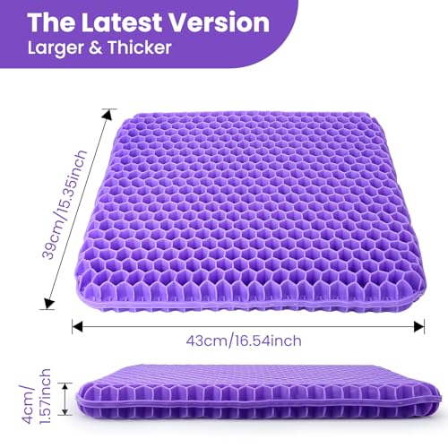 Image of Gel Cushion Orthopaedic Upgraded Seat Cushion Office Chair Breathable with Non-Slip Cover Gel Seat Cushion for Wheelchair Cushion Car Office Home
