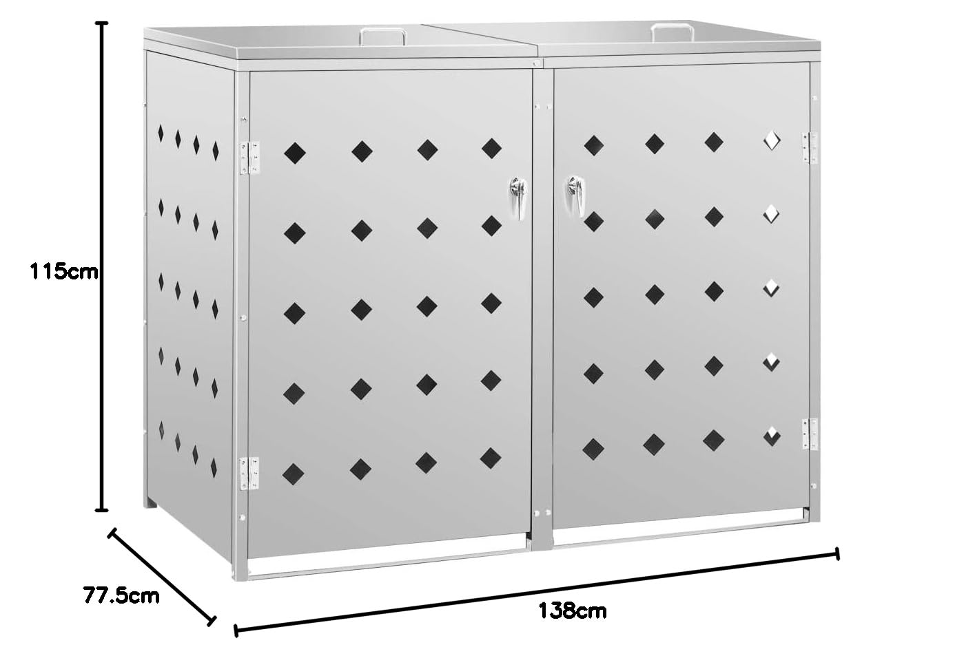 Hommdiy Mülltonnenbox für 4/3/2/1Tonnen 240L, Edelstahl,Mülltonnenverkleidung Gartenbox Müllcontainer,Silber (2 Bins)
