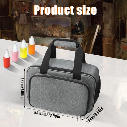 Image of Acrylic Paint Organizer Bag, Acrylic Paint Storage Case for up to 54 Bottles (2 oz) Art Supply Storage Case with Handle Strap, Gray