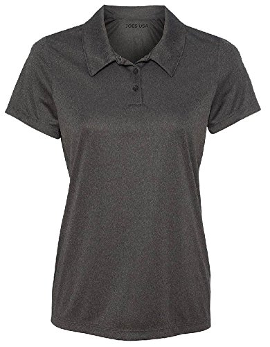 Women's Dri-Equip Golf Polo Shirts 3-Button Golf Polo-XS-Dark Grey Heather