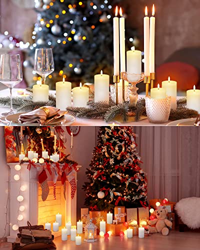 Image of Leelosp 6 Pack Flameless Candles with Remote Timer, Battery Operated Flickering Flameless Candles Bulk Flat Top Pillar LED for Wedding Festival Outdoor Home Decor D 3'' H 4'' 5'' 6''(White)