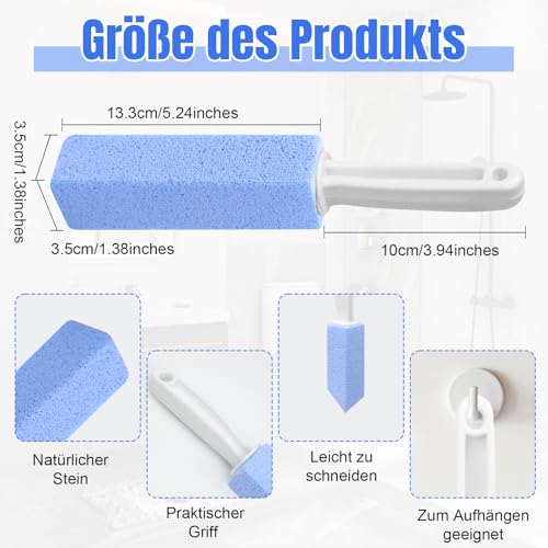 Szczotka do czyszczenia WC z uchwytem – 4 szt., środek do czyszczenia toalety, pumeks, niebieski bloki pumeksu z uchwytem, do grilla, kuchni, łazienki, umywalki, basenu