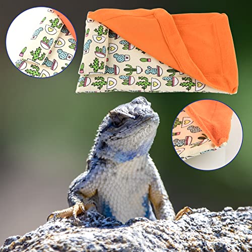 Image of Bearded Dragon Bed with Pillow Lizard Sleeping Bag Blanket Soft Warm Hideout Terrariums Accessories for Reptile Lizard Bearded Dragon (Orange)