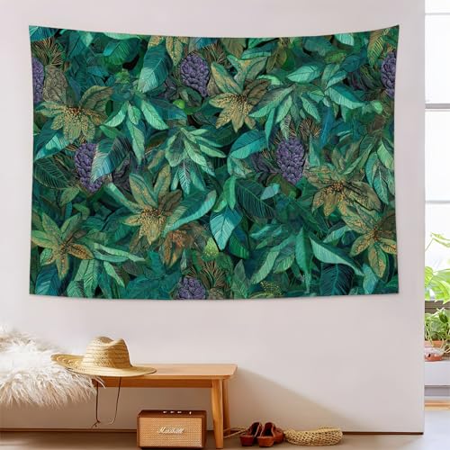 Tapiz de pared de jungla medieval 150x230cm con estampado de plantas metálicas de alta definición