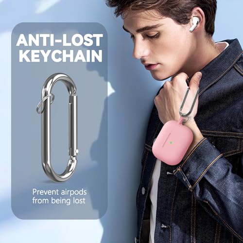 Image of Ljusmicker for AirPods Pro Case Cover with Magnetic Lock,Pink | Silicone Protective Cover for Apple AirPods Pro 2nd /1st Generation Case with Cleaner Kit & Keychain for Women Men,Shockproof