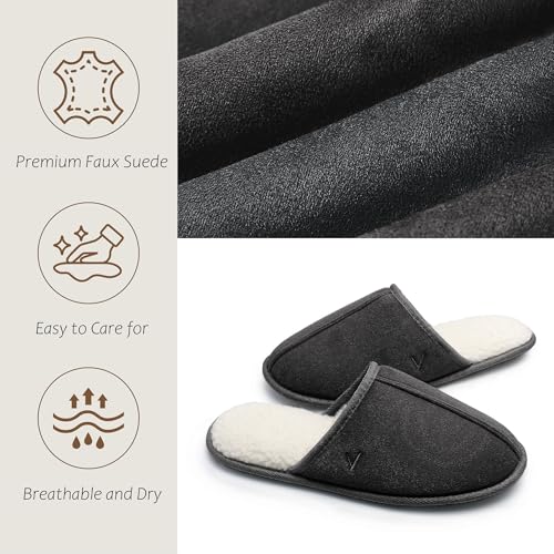 Image of Mens Scuff Slippers Micro Suede Memory Foam Slide Clogs Slip on Indoor Outdoor House Shoes