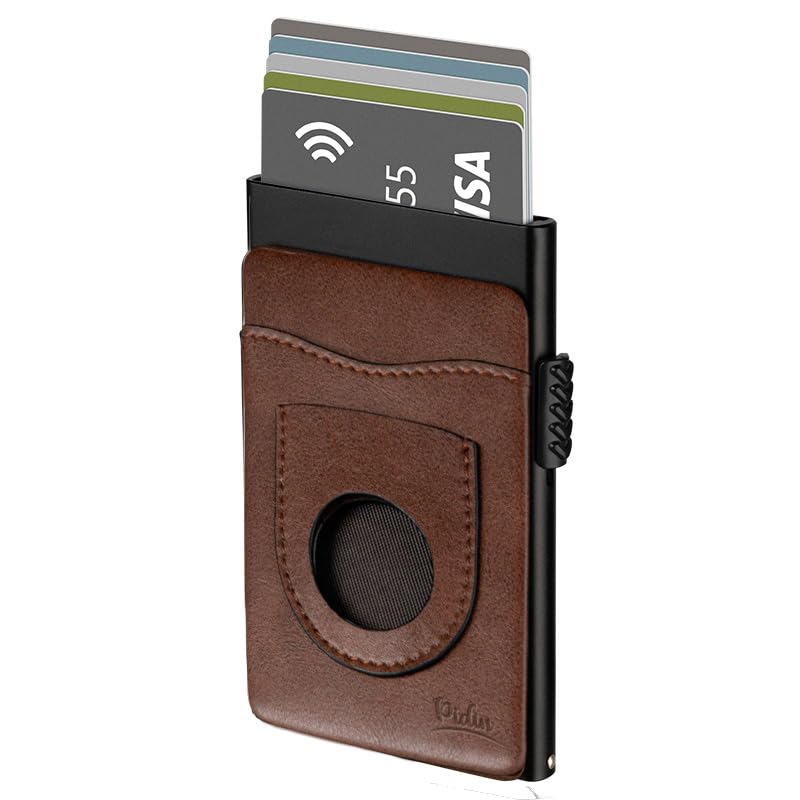 Aluminum Wallets With Air Tag Pocket Credit Card Holder Rfid Wallet, For Men And Women, 7 Cards, RFID Protection Ultra Metal Wallet Mini Case, Aluminum Bank ID holder, Black Color2