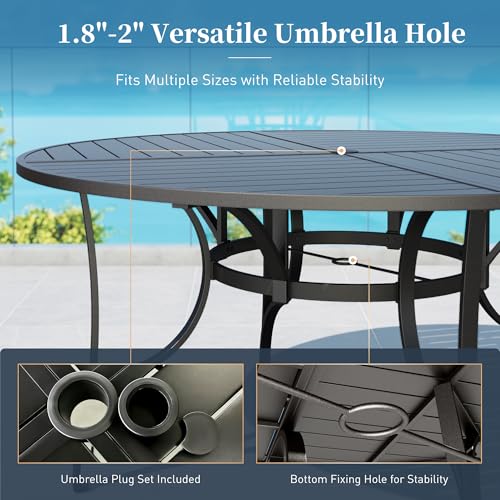 Image of SUNSHINE VALLEY 9pc Patio Dining Set, 67 inch Round Table & 8 Brown Chairs