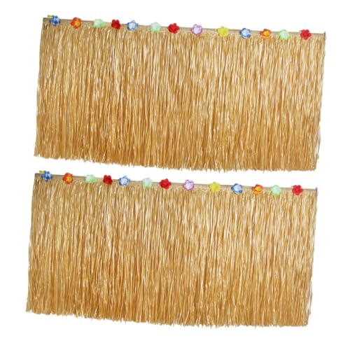 YOSADIER 2 Piezas Decoraciones De Fiesta De Hula Rafia para Temático Falda Tropical Playa Elegante Decoraciones De Mesa De Verano Light Brown Páginas