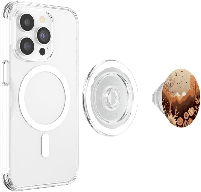 Boho Mountain Moon Phases Floral Aesthetic Chic PopSockets MagSafe PopGrip for iPhone