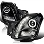 Spec-D Tuning SMD LED Halo Projector Headlights Black Compatible with 2003-2007 Cadillac CTS, Left + Right Pair Headlamps Assembly