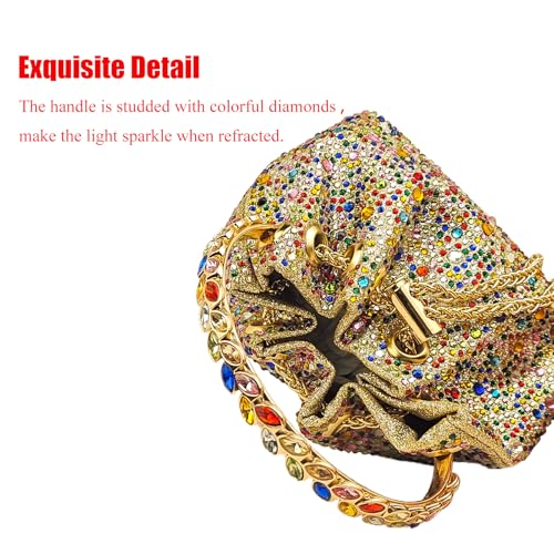 Image of HUANG ZHUANG Colorful Crystal Soft Purse Sparkly Rhinestone Handbag Women Clutch Bling Party Crossbody Bag for Prom Cocktail