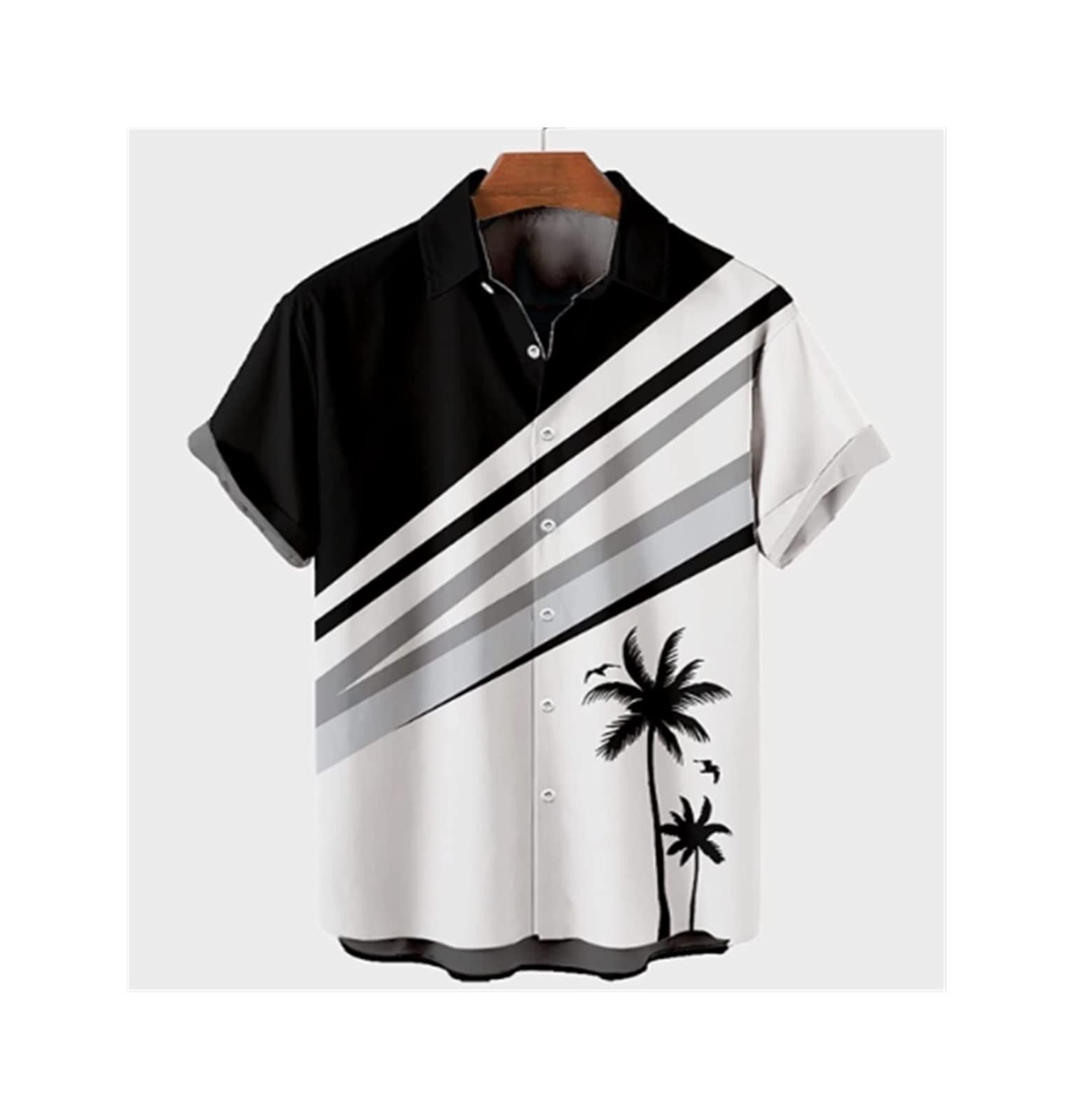 WEITING Chemise Tendance pour Homme Motif Floral Décontractée Boutonnée pour Les Vacances sans Danger pour La Peau pour Homme Chemise Manche Courte Homme (Color : Black, Size : S)