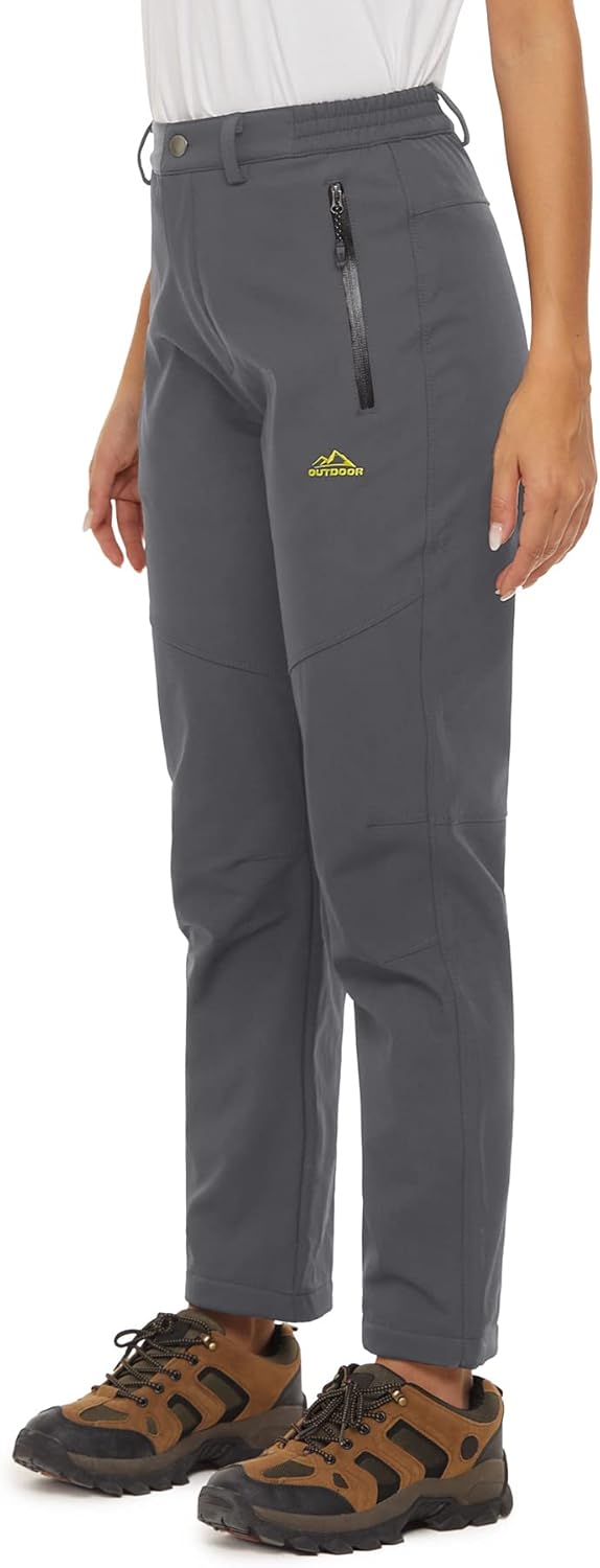 Miniatura 4 de TACVASEN Pantalones de nieve transpirables para mujer, pantalones de esquí con forro polar, resistentes al agua, de secado rápido, suave