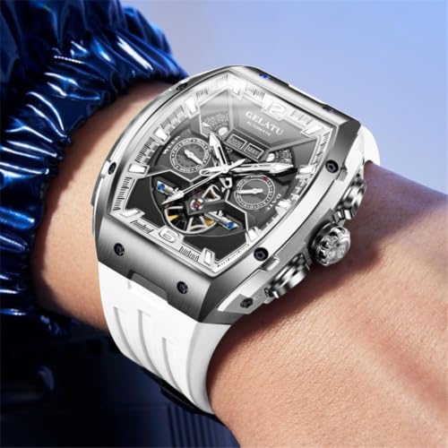 Image of OLEVS Luxury Watches for Men Black Mechanical Wrist Watch Self Winding Automatic Tourbillon Watches Skeleton Waterproof Mens Wrist Watch