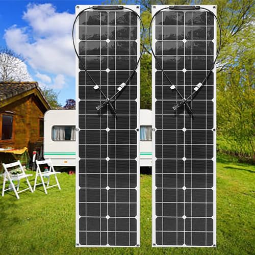 Elastyczny panel słoneczny 400W, zestaw paneli słonecznych Monokrystaliczne ogniwo, kontroler ładowania 40A, przedłużacz, kabel do klipów aligatora,do łodzi samochodowej Automotive RV Camping Hiking,