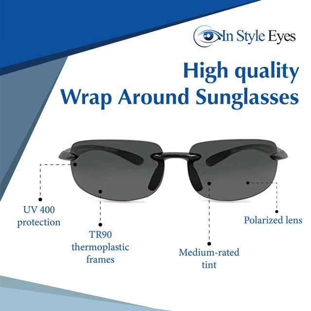 In Style Eyes Lovin Mawi Wrap Around Sunglasses - Rimless Glasses - Non-Prescription Polarized Lens With No Magnification3