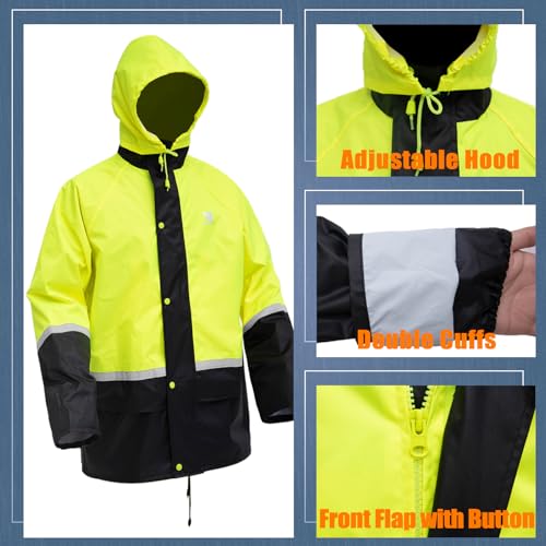 RainRider Waterproof Breathable Suits for Men - Durable Oxford Rain Jacket Coat With Pants2