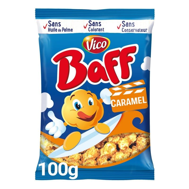 Savourez le Baff Pop-Corn Caramel VICO BAFF 100G, snack gourmand et croustillant pour l'apéritif- Lot De 6
