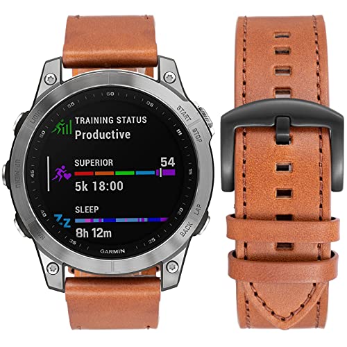 Bracelet de montre cuir 26mm pour remplacer le silicone irritant de votre Garmin