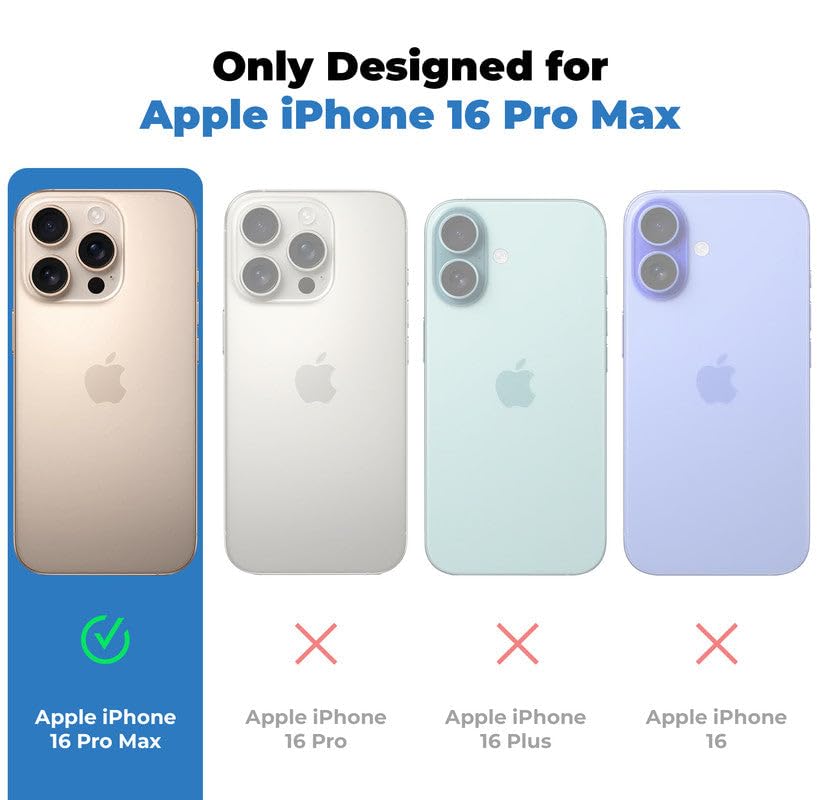 Image of AIBEX Ultra-Thin Mag-Saf Back Cover Case Compatible with iPhone 16 Pro Max|Slim Fit Scratch-Resistant Matte |Magnetic Wireless Charging |Microfibre Lining | Camera Protection (PC Material) - Dark Blue