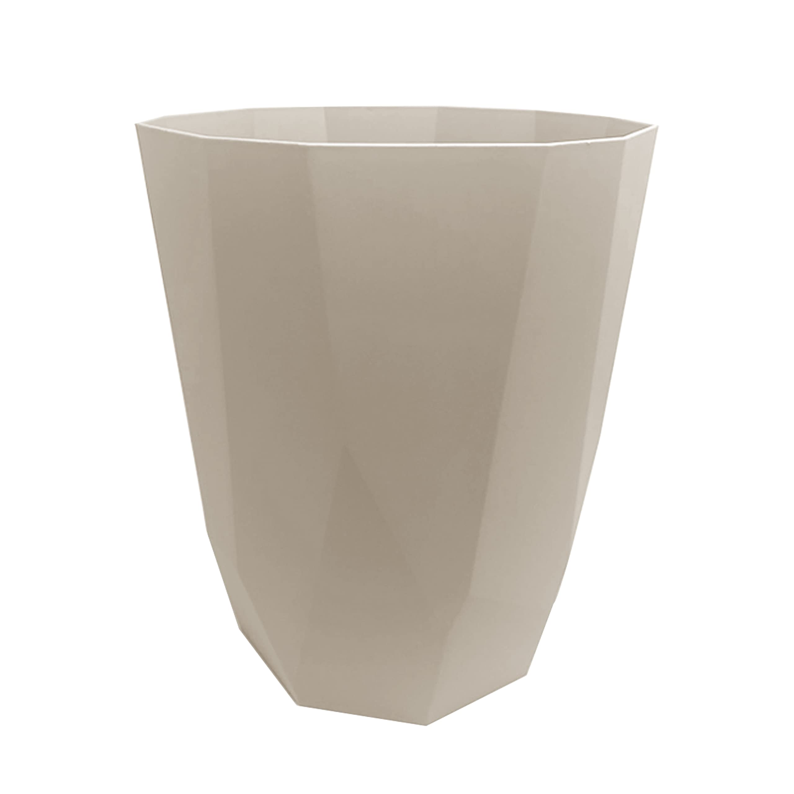 JMS we create smile- 8L Litre Stylish Modern Circular Waste Paper Bin - Lightweight Waste Basket Garbage Plastic Trash Can Dustbin For Home, Office, Dorm Room, Bedroom Desk (Beige)