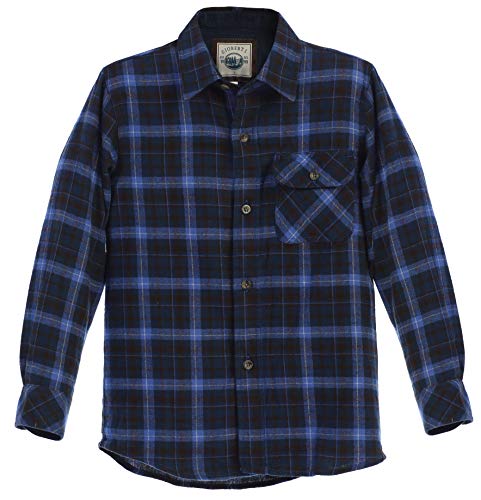 Gioberti Boy's Single Pocket Flannel Shirt with Corduroy Contrast