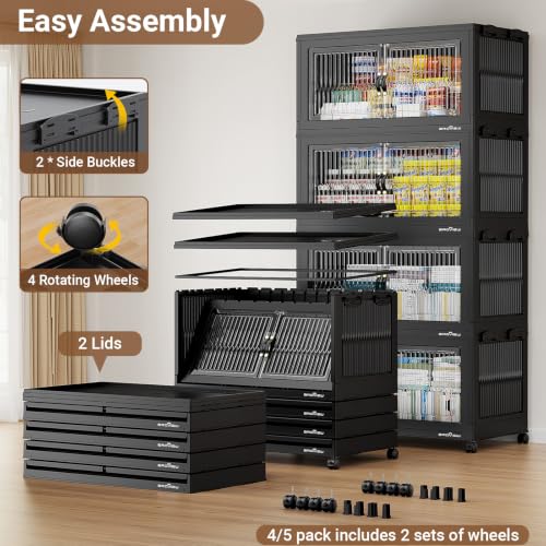 Image of BROVIEW 1000Qt Stackable Storage Bins with Lid for Home Dorm, 5Pack Black