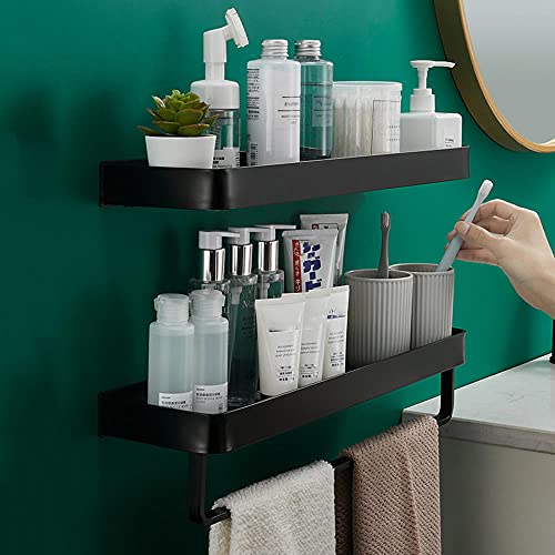 Cesta de Ducha Cesta de Ducha Negra Sin perforación Organizador de Ducha Adhesivo Montado en la Pared Espacio Aluminio para baño de cocina-E50cm