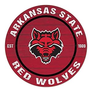KH Sports Fan Arkansas State Red Wolves Colored Circle Sign, 20×20 Inches, Red Wolves Decor for Dorm Room, Bedroom, Fan Cave, Living Room; Display Your Team Spirit with This Unique Arkansas State Red Wolves Wall Art