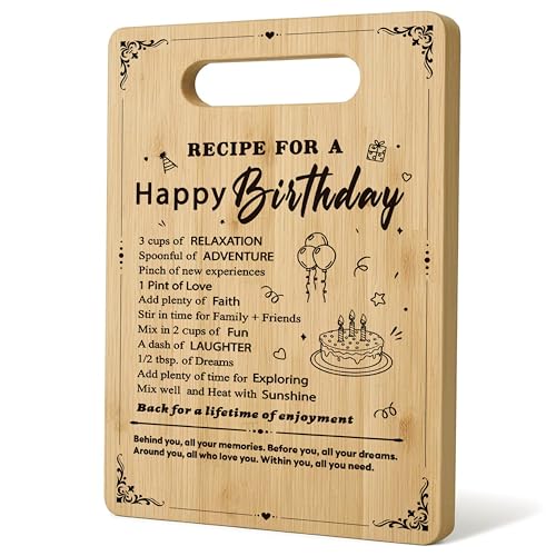 Tablas de cortar de bambú para cumpleaños, regalos para mujeres y hombres, tablero de corte rectangular con mango, apto para cocina y decoración miniatura 1