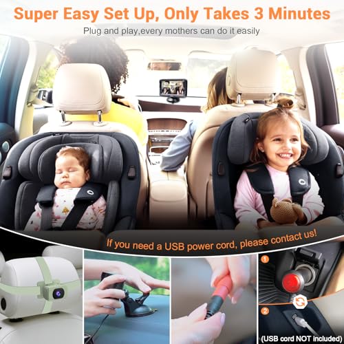 Image of Rohent Carseat Camera Rear Facing Infant - 1080P HD, 360 Adjustable, Night Vision, 150 Wide-Angle Lens, Easy Installation, Perfect for Baby Boys Aged 0-5, Ideal for Parents