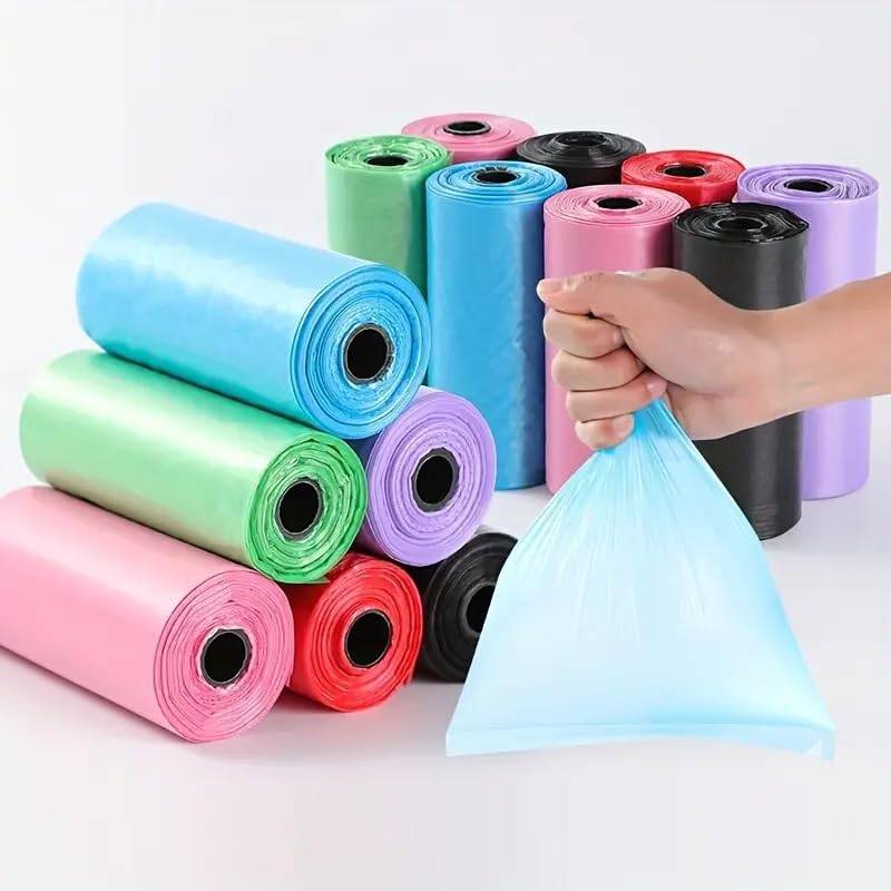 Fealtin Small Garbage Bags for Car & Mini Dustbin, 120 Pcs Multicolor Disposable Trash Bags, 22x30 cm Leakproof & Durable Waste Bags for Home, Office, Bathroom & Car Bin (8 Rolls)