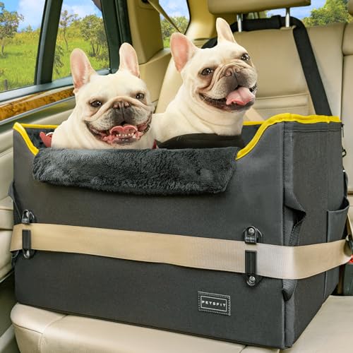PETSFIT Dog Booster Car Seat, Dog Car Seats for Medium Sized Dogs or 2 Small Pets with 2 Safety...