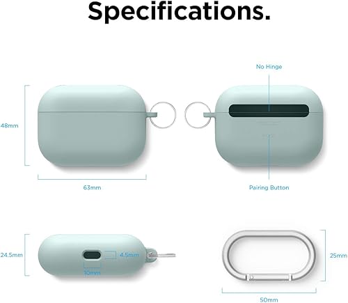 Miniatura 8 de elago Funda de silicona líquida compatible con AirPods Pro, llavero incluido, protección de triple capa, diseño de protección, soporta carga