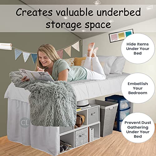 College Dorm Bed Skirt-Extra Long Dorm Room Bed Skirt-Dorm Room Bed Skirt Twin Xl-College Dorm Bed Skirt 36 Inch Drop-100% Microfiber Bed Skirt-White Dorm Bed Skirt(Twin Xl/36 Drop) #TOP5