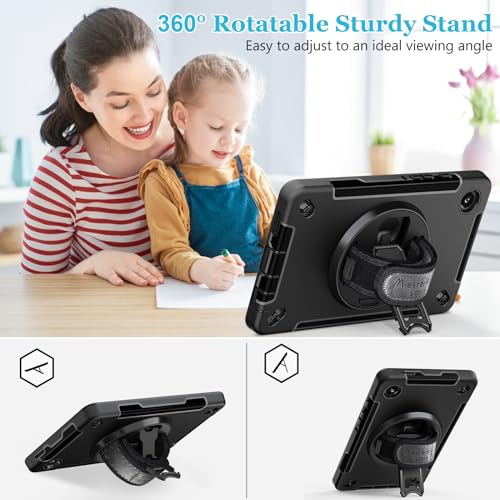 Case for Galaxy Tab A9 Plus 5G 2023: Heavy Duty TPU Cover for Samsung Tablet A9+ 11 Inch with Screen Protector- Stand - Handle - Shoulder Strap -S-Pen Holder- Black - Image 4